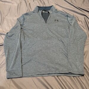 Under Armour Shirt Mens Large Blue Quarter Zip HeatGear Loose ThreadBorne